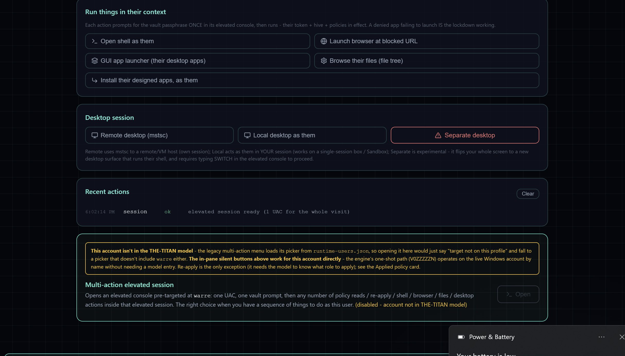 Run in user context