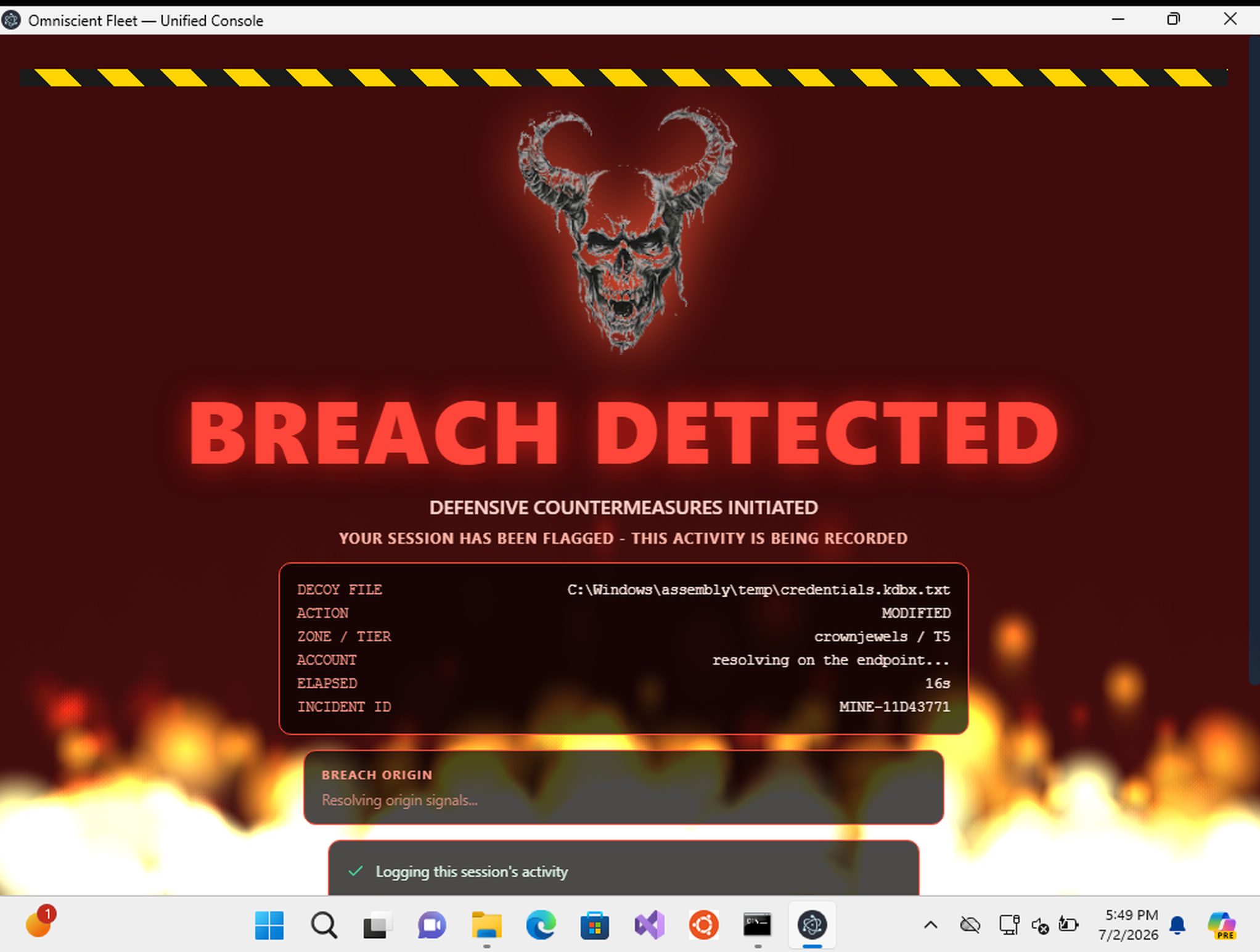 Breach detected takeover