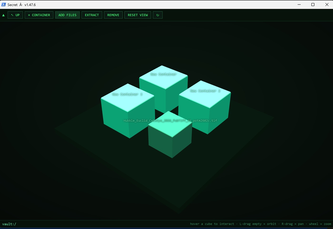 GHOSTFRAME 3D vault storage navigator
